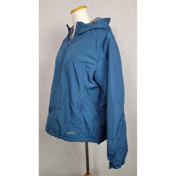Eddie Bauer‎ Womens Blue Nylon Thermore Lined Jacket Coat Hooded XL - Picture 5 of 13